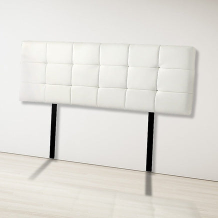 PU Leather King Bed Deluxe Headboard Bedhead - White Furniture Kings Warehouse 