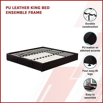 PU Leather King Bed Ensemble Frame Furniture Kings Warehouse 