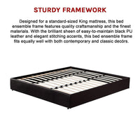 PU Leather King Bed Ensemble Frame Furniture Kings Warehouse 