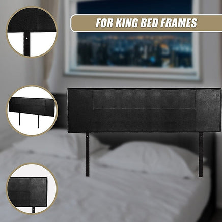PU Leather King Bed Headboard Bedhead - Black Furniture Kings Warehouse 