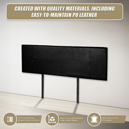 PU Leather King Bed Headboard Bedhead - Black Furniture Kings Warehouse 