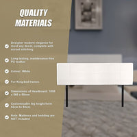 PU Leather King Bed Headboard Bedhead - White Furniture Kings Warehouse 