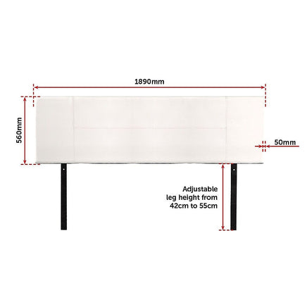 PU Leather King Bed Headboard Bedhead - White Furniture Kings Warehouse 