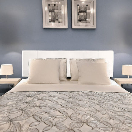 PU Leather King Bed Headboard Bedhead - White Furniture Kings Warehouse 