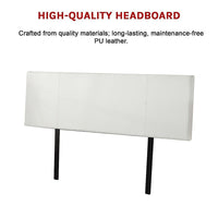 PU Leather King Bed Headboard Bedhead - White Furniture Kings Warehouse 