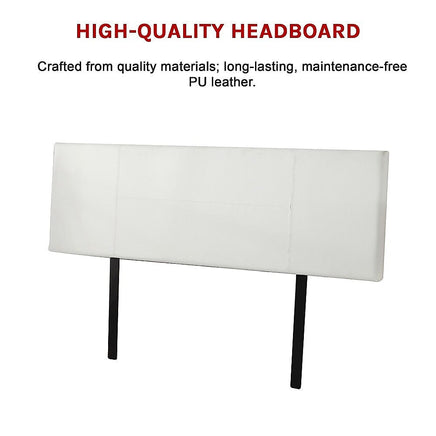 PU Leather King Bed Headboard Bedhead - White Furniture Kings Warehouse 