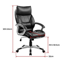 PU Leather Office Chair Executive Padded Black Furniture Kings Warehouse 