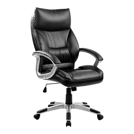 PU Leather Office Chair Executive Padded Black Furniture Kings Warehouse 