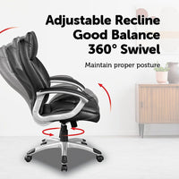 PU Leather Office Chair Executive Padded Black Furniture Kings Warehouse 