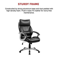 PU Leather Office Chair Executive Padded Black Furniture Kings Warehouse 