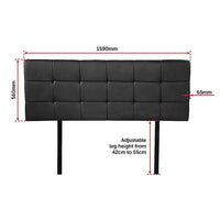 PU Leather Queen Bed Deluxe Headboard Bedhead - Black Furniture Kings Warehouse 