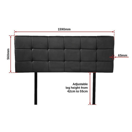 PU Leather Queen Bed Deluxe Headboard Bedhead - Black Furniture Kings Warehouse 