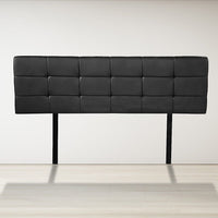 PU Leather Queen Bed Deluxe Headboard Bedhead - Black Furniture Kings Warehouse 