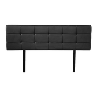 PU Leather Queen Bed Deluxe Headboard Bedhead - Black Furniture Kings Warehouse 