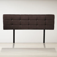 PU Leather Queen Bed Deluxe Headboard Bedhead - Brown Furniture Kings Warehouse 