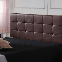 PU Leather Queen Bed Deluxe Headboard Bedhead - Brown Furniture Kings Warehouse 