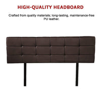 PU Leather Queen Bed Deluxe Headboard Bedhead - Brown Furniture Kings Warehouse 