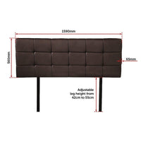 PU Leather Queen Bed Deluxe Headboard Bedhead - Brown Furniture Kings Warehouse 