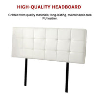 PU Leather Queen Bed Deluxe Headboard Bedhead - White Furniture Kings Warehouse 