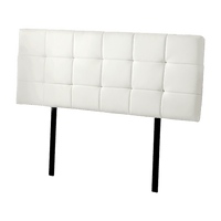 PU Leather Queen Bed Deluxe Headboard Bedhead - White Furniture Kings Warehouse 