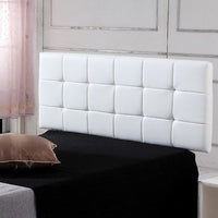 PU Leather Queen Bed Deluxe Headboard Bedhead - White Furniture Kings Warehouse 