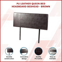 PU Leather Queen Bed Headboard Bedhead - Brown Furniture Kings Warehouse 