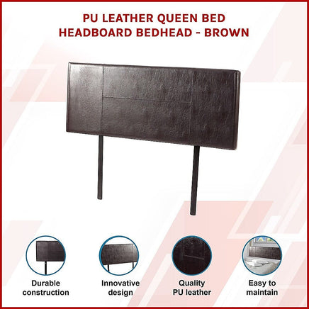 PU Leather Queen Bed Headboard Bedhead - Brown Furniture Kings Warehouse 