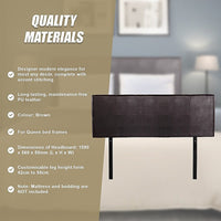 PU Leather Queen Bed Headboard Bedhead - Brown Furniture Kings Warehouse 