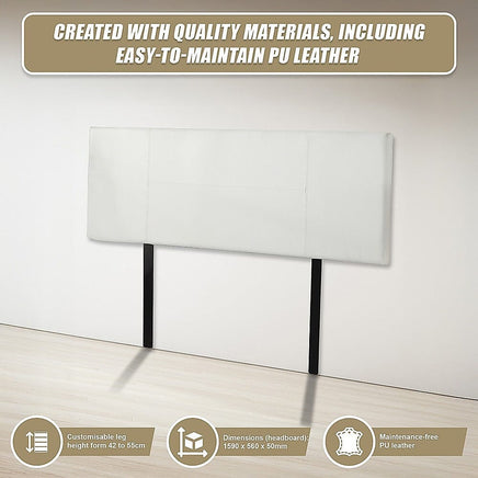 PU Leather Queen Bed Headboard Bedhead - White Furniture Kings Warehouse 