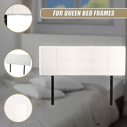 PU Leather Queen Bed Headboard Bedhead - White Furniture Kings Warehouse 