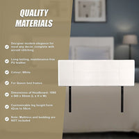 PU Leather Queen Bed Headboard Bedhead - White Furniture Kings Warehouse 