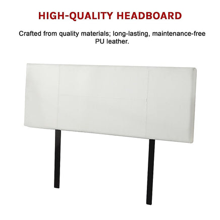 PU Leather Queen Bed Headboard Bedhead - White Furniture Kings Warehouse 