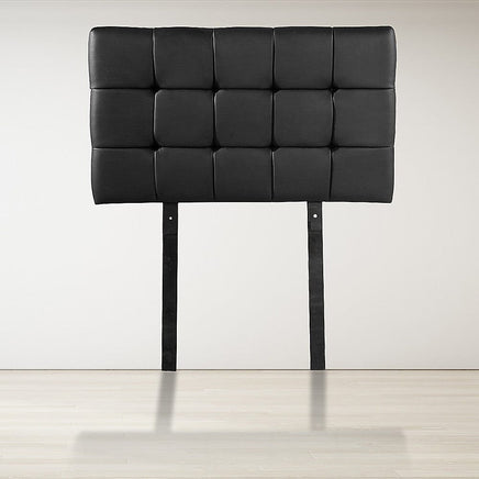 PU Leather Single Bed Deluxe Headboard Bedhead - Black Furniture Kings Warehouse 