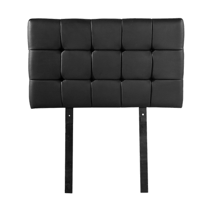 PU Leather Single Bed Deluxe Headboard Bedhead - Black Furniture Kings Warehouse 