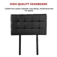 PU Leather Single Bed Deluxe Headboard Bedhead - Black Furniture Kings Warehouse 