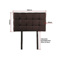 PU Leather Single Bed Deluxe Headboard Bedhead - Brown Furniture Kings Warehouse 