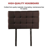 PU Leather Single Bed Deluxe Headboard Bedhead - Brown Furniture Kings Warehouse 