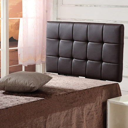 PU Leather Single Bed Deluxe Headboard Bedhead - Brown Furniture Kings Warehouse 