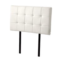 PU Leather Single Bed Deluxe Headboard Bedhead - White Furniture Kings Warehouse 
