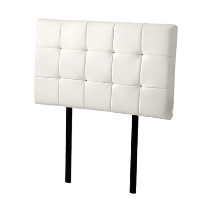 PU Leather Single Bed Deluxe Headboard Bedhead - White Furniture Kings Warehouse 
