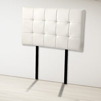PU Leather Single Bed Deluxe Headboard Bedhead - White Furniture Kings Warehouse 