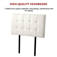 PU Leather Single Bed Deluxe Headboard Bedhead - White Furniture Kings Warehouse 