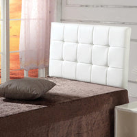 PU Leather Single Bed Deluxe Headboard Bedhead - White Furniture Kings Warehouse 