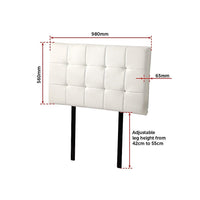 PU Leather Single Bed Deluxe Headboard Bedhead - White Furniture Kings Warehouse 