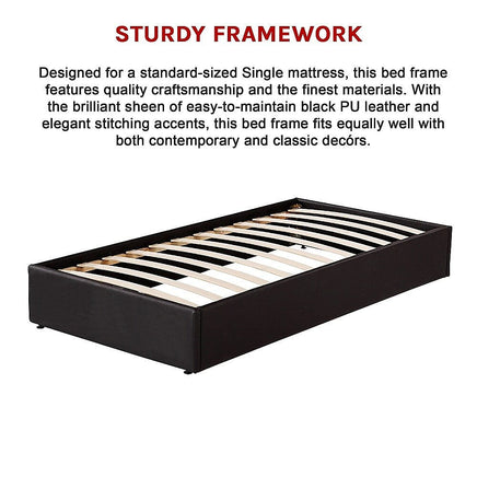 PU Leather Single Bed Ensemble Frame Furniture Kings Warehouse 