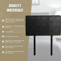 PU Leather Single Bed Headboard Bedhead - Black Furniture Kings Warehouse 