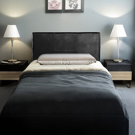 PU Leather Single Bed Headboard Bedhead - Black Furniture Kings Warehouse 