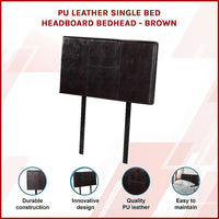 PU Leather Single Bed Headboard Bedhead - Brown Furniture Kings Warehouse 