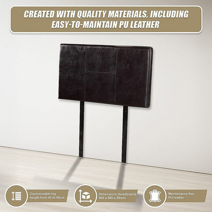 PU Leather Single Bed Headboard Bedhead - Brown Furniture Kings Warehouse 