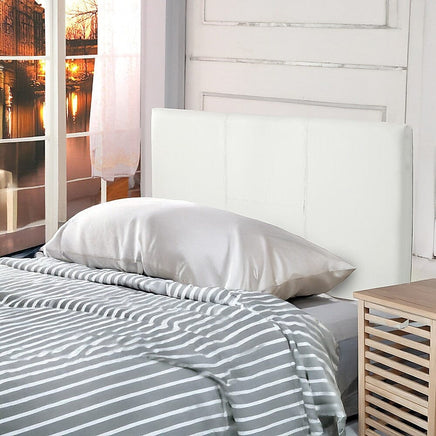 PU Leather Single Bed Headboard Bedhead - White Furniture Kings Warehouse 